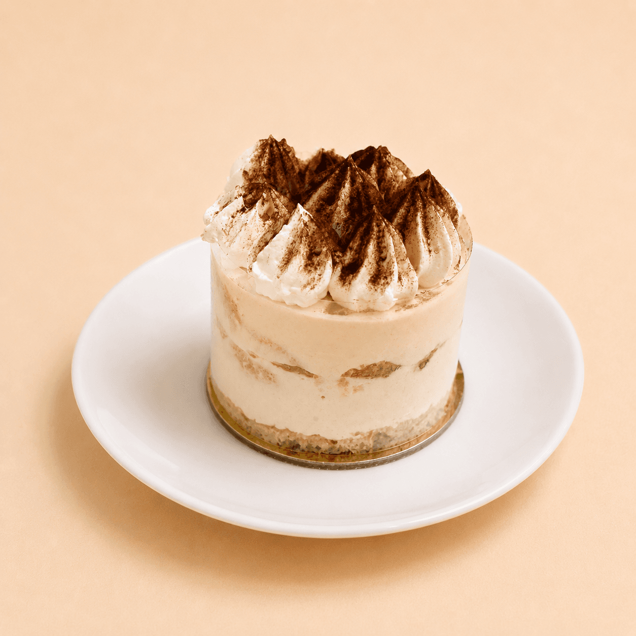 Classic tiramisu with mascarpone layers and cocoa dust
